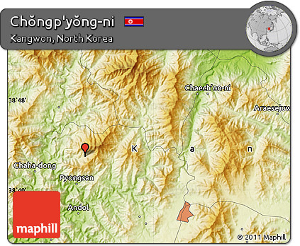 Physical Map of Chŏngp'yŏng-ni
