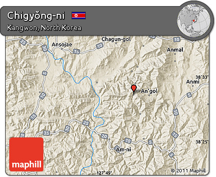 Shaded Relief Map of Chigyŏng-ni