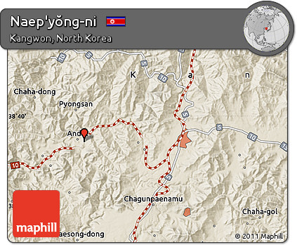 Shaded Relief Map of Naep'yŏng-ni