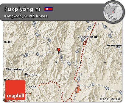 Shaded Relief Map of Pukp'yŏng-ni