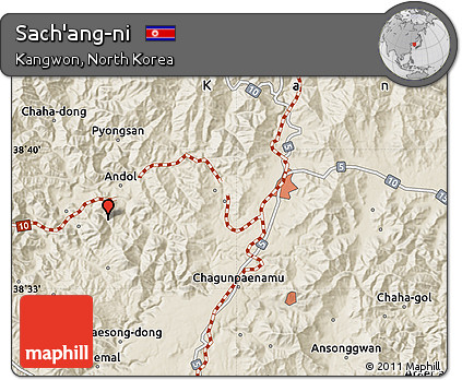 Shaded Relief Map of Sach'ang-ni