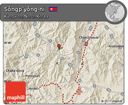 Shaded Relief Map of Sŏngp'yŏng-ni