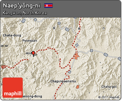 Shaded Relief Map of Naep'yŏng-ni