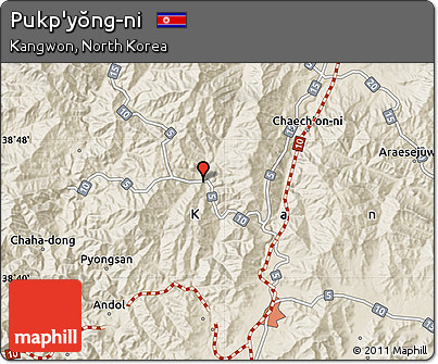 Shaded Relief Map of Pukp'yŏng-ni