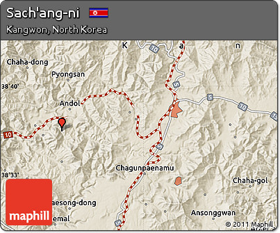Shaded Relief Map of Sach'ang-ni