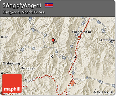 Shaded Relief Map of Sŏngp'yŏng-ni