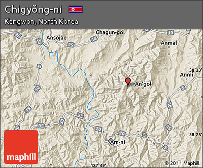 Shaded Relief Map of Chigyŏng-ni