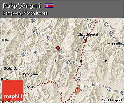 Shaded Relief Map of Pukp'yŏng-ni