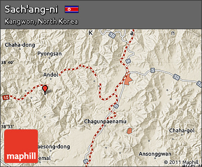 Shaded Relief Map of Sach'ang-ni