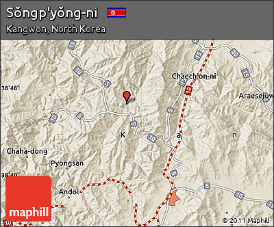 Shaded Relief Map of Sŏngp'yŏng-ni