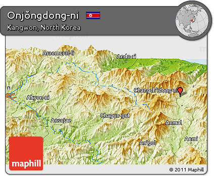 Physical Panoramic Map of Onjŏngdong-ni