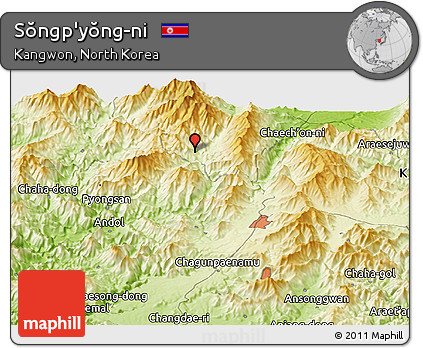Physical Panoramic Map of Sŏngp'yŏng-ni