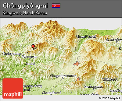 Physical Panoramic Map of Chŏngp'yŏng-ni