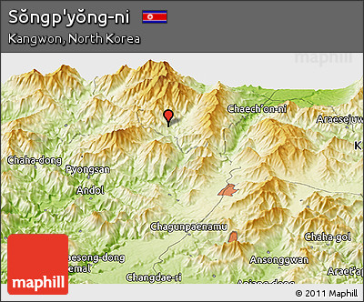 Physical Panoramic Map of Sŏngp'yŏng-ni