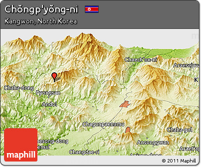 Physical Panoramic Map of Chŏngp'yŏng-ni