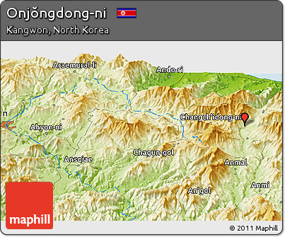 Physical Panoramic Map of Onjŏngdong-ni
