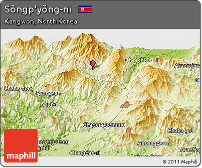 Physical Panoramic Map of Sŏngp'yŏng-ni
