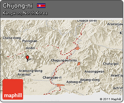 Shaded Relief Panoramic Map of Chijong-ni