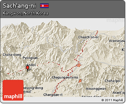 Shaded Relief Panoramic Map of Sach'ang-ni