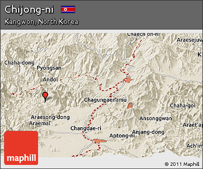 Shaded Relief Panoramic Map of Chijong-ni