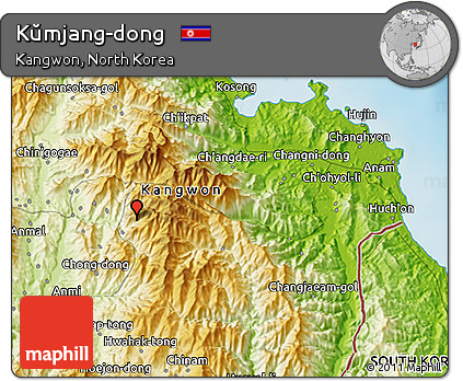 Physical 3D Map of Kŭmjang-dong
