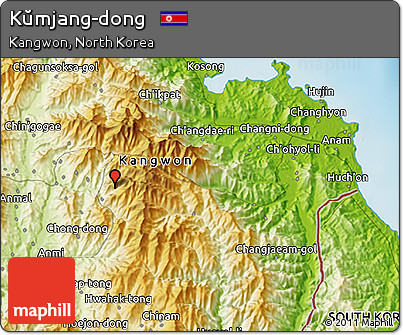 Physical 3D Map of Kŭmjang-dong