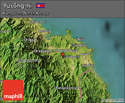 Satellite 3D Map of Yusŏng-ni