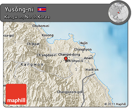 Shaded Relief 3D Map of Yusŏng-ni