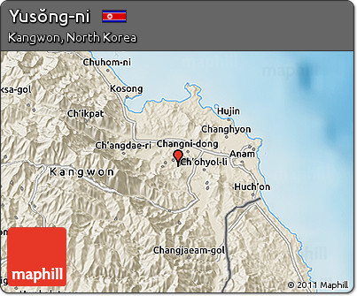 Shaded Relief 3D Map of Yusŏng-ni