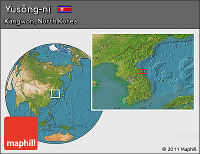 Satellite Location Map of Yusŏng-ni