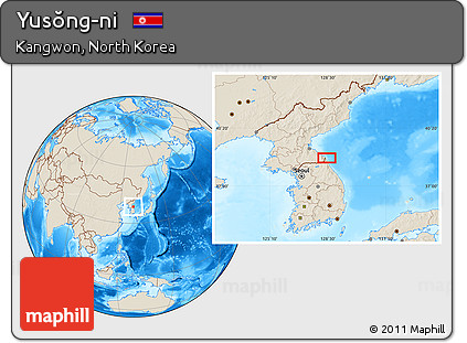 Shaded Relief Location Map of Yusŏng-ni
