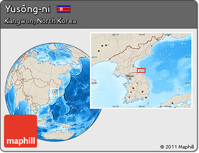 Shaded Relief Location Map of Yusŏng-ni