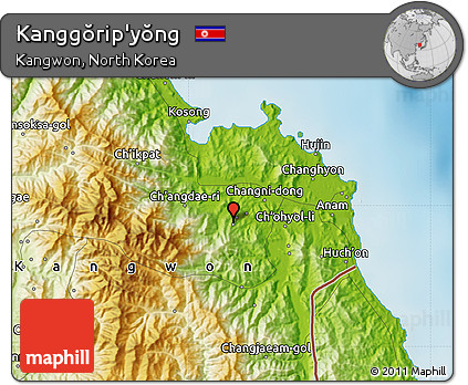 Physical Map of Kanggŏrip'yŏng