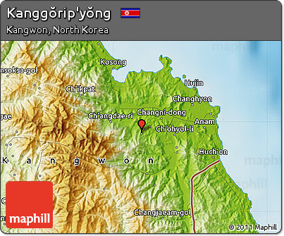 Physical Map of Kanggŏrip'yŏng