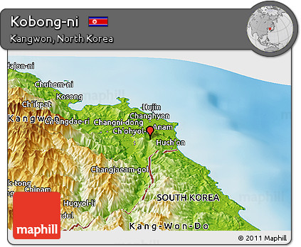 Physical Panoramic Map of Kobong-ni