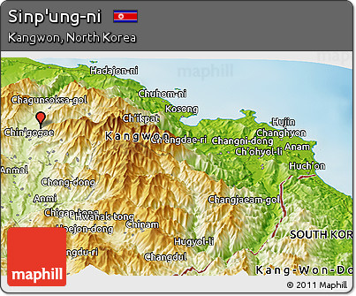 Physical Panoramic Map of Sinp'ung-ni