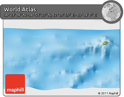 Physical 3D Map of the Area around 38° 36' 25" N, 12° 49' 29" E