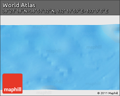 Physical 3D Map of the Area around 38° 36' 25" N, 132° 40' 30" E