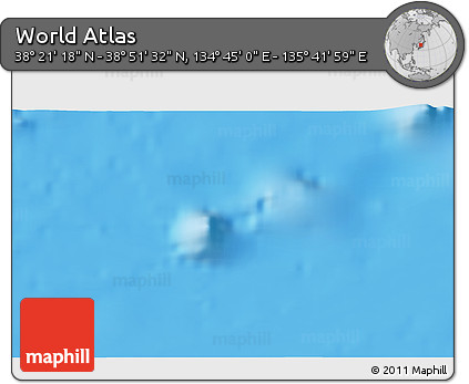 Physical 3D Map of the Area around 38° 36' 25" N, 135° 13' 29" E