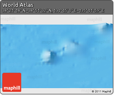 Physical 3D Map of the Area around 38° 36' 25" N, 135° 13' 29" E