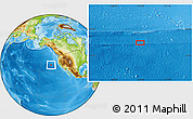 Physical Location Map of the area around 38° 36' 25" N, 135° 4' 29" W