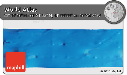 Physical Panoramic Map of the Area around 38° 36' 25" N, 14° 22' 30" W