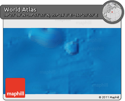 Physical 3D Map of the Area around 38° 36' 25" N, 159° 52' 30" E