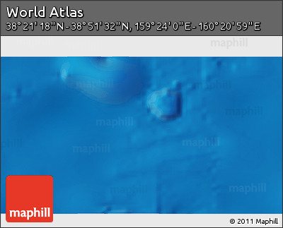 Physical 3D Map of the Area around 38° 36' 25" N, 159° 52' 30" E