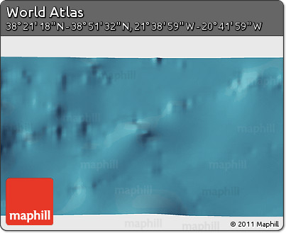 Satellite 3D Map of the Area around 38° 36' 25" N, 21° 10' 29" W