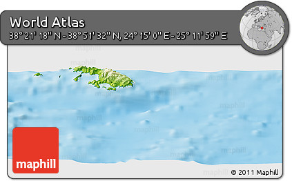 Physical Panoramic Map of the Area around 38° 36' 25" N, 24° 43' 30" E