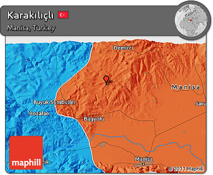 Political 3D Map of Karakılıçlı