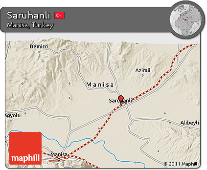 Shaded Relief 3D Map of Saruhanlı