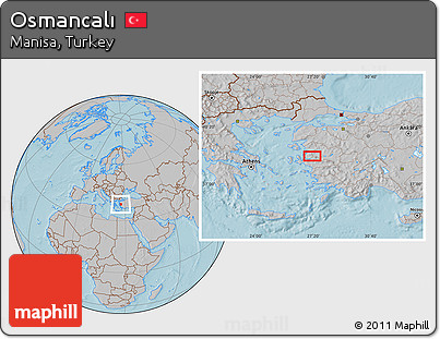 Gray Location Map of Osmancalı, hill shading