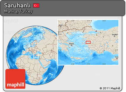 Shaded Relief Location Map of Saruhanlı